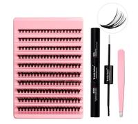 Cluster Lashes Kit Pestañas Individuales 0.07 40D 8-16mm Lash Clusters con Lash Bond and Seal DIY Extensiones de Pestañas en Casa