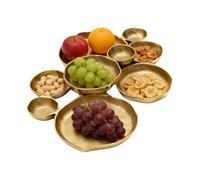 Cluster Serving Set - Metal 45cm, Decorative Bowl, Shiny Gold Finish | Gold Snack Dish, Round Appetizer Plate, 9-piece Combination For Potato Chips, Dips, Nuts, Home Dining, Parties, Weddings
