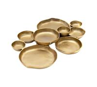 Cluster Serving Tray - 9 piezas Shiny Gold Round Snack Dishes for Elegant Food Presentation, Decorative Table Center piece with Multi-Section Design, Appetizers for Parties, Chips, Dip, Nuts, Candy