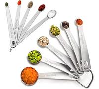 CLVEDU Juego de 11 cucharas medidoras de acero inoxidable de 1 cucharada, 1/2 cucharada y 1-1/16 cucharaditas, cucharas medidoras de acero para cocinar tarros de especias e ingredientes líquidos