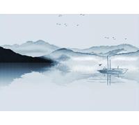 CLVIUJLBKLKSDD Papel Pintado Fotográfico Cordillera Azul 400cmx280cm Paisajes Naturales Océanos Y Barcos Pesqueros De Estilo Chino Fotomurales Tapiz Decoración Dormitorio Sala Estar Papel Pintado