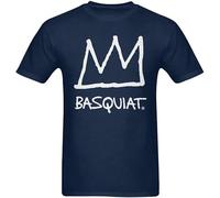 CLVTZBFCE Basquiat Crown Men's Casual Short Sleeve Round Neck T-Shirt Black Size S-XXXL Navy Blue