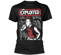 CLVTZBFCE Exploited Lets Start A Wartee T-Shirt Mens T Shirts of Cotton Shirts Black