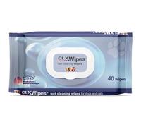 CLX Wipes Toallitas Clorhexidina Perros Gatos Higiene Patas Pliegues 40 ud | Tapa rígida con cierre a presión. El paño puede cortarse por la mitad para zonas pequeñas. Formulado con zinc