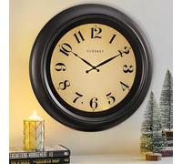 CLXEAST Reloj de Pared Grande y Moderno de 18 Pulgadas con Sensor de luz Nocturna Inteligente con IA, Relojes de Pared para Interiores y Exteriores para Sala de Estar, Patio, Porche, Piscina, Bronce