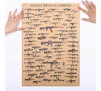 CLXLYU Póster de armas de fama mundial, póster vintage AK47 de papel kraft, adhesivo decorativo para pared, 1 unidad