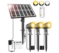 CLY Faretto Solare da Esterno, 2 Modalità Dinamiche Luci Solari Esterno Giardino 2700K 4000K 6000K Lampada Solare da Esterno 3 Luminosità Faretti Solari a Led da Esterno Impermeabili IP66 Timer