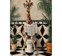 CLYCTIP Kit de pintura de diamante para adultos, bonita jirafa en el inodoro, 30 x 40 cm (L)