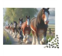 Clydesdale Caballos marchando Rompecabezas Clásico De 1000 Piezas En Cartón Resistente para Adultos Y Niños 12+ Desafío Difícil Antiestrés Y Decoración Relax Máximo 70x50cm/1000pcs