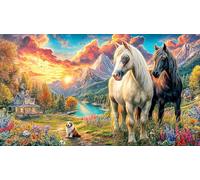 Clydesdale-Horse-and-foal-in-Farm-Field Puzzle Adultos 1000 Piezas Papel Reciclado Juego Familiar Divertido Desafiante para decoración Mural 38x26/1000pcs