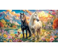 Clydesdale-Horse-and-foal-in-Farm-Field Puzzle de 1000 Piezas para Adultos Juego Educativo relajación Papel Reciclado Desafiante Regalo 38x52/1000pcs