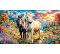 Clydesdale-Horse-and-foal-in-Farm-Field Puzzle de 1000 Piezas para Adultos Papel Reciclado Juego Educativo Desafiante 38x52/1000pcs