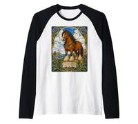 Clydesdale Horse Tierras Altas de Escocia Art Nouveau Camiseta Manga Raglan