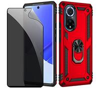 CLYDITE Funda para Honor 50/Huawei Nova 9 Carcasa Rojo con Protector de Pantalla de Privacidad, Anti Espía Cristal Templado