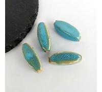 CLYDSA 20 Cuentas de cerámica de 37 x 14 mm con Agujero Grande y Forma Especial, Cuentas espaciadoras de cerámica, para Hacer Pulseras Tejidas a Mano