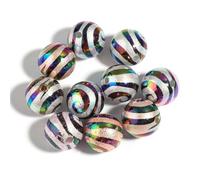 CLYDSA 20 Piezas de Cuentas de Resina rayadas de 16 mm, Cuentas espaciadoras Redondas de Colores, para Hacer Pulseras, Collares, llaveros y bolígrafos Hechos a Mano