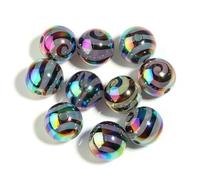 CLYDSA 20 Piezas de Cuentas de Resina rayadas de 16 mm, Cuentas espaciadoras Redondas de Colores, para Hacer Pulseras, Collares, llaveros y bolígrafos Hechos a Mano