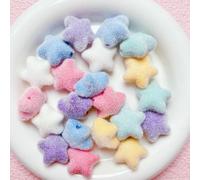 CLYDSA 20 Piezas de Cuentas espaciadoras flocadas de Colores de 23x21 mm, Cuentas Sueltas de acrílico en Forma de Estrella, para llaveros, Pendientes, joyería y Accesorios Decorativos Hechos a Mano