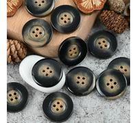 CLYDSA 30 Botones Vintage de Resina de 15-30 mm, Redondos de 4 Agujeros con imitación de Cuerno, para Coser a Mano como Accesorio Decorativo para gabardinas, cárdigans y Abrigos de Lana