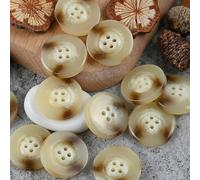 CLYDSA 30 Botones Vintage de Resina de 15-30 mm, Redondos de 4 Agujeros con imitación de Cuerno, para Coser a Mano como Accesorio Decorativo para gabardinas, cárdigans y Abrigos de Lana