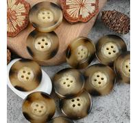 CLYDSA 30 Botones Vintage de Resina de 15-30 mm, Redondos de 4 Agujeros con imitación de Cuerno, para Coser a Mano como Accesorio Decorativo para gabardinas, cárdigans y Abrigos de Lana