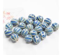 CLYDSA 30 Cuentas de Porcelana texturizadas de sandía Azul de 16 mm, Cuentas Redondas de cerámica artesanales Hechas a Mano, para Hacer Pulseras de Cuentas y Colgantes DIY