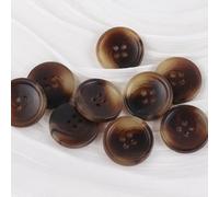 CLYDSA 50 Botones de Resina de imitación de Cuerno de 15-25 mm, Redondos y Marrones, cosidos a Mano, para gabardinas, suéteres, cárdigans, Abrigos y Trajes