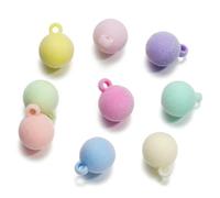 CLYDSA 50 Piezas de Cuentas flocadas de 15,5 x 20 mm, Cuentas espaciadoras Redondas flocadas de Colores, para Manualidades, Pulseras, Colgantes y llaveros Hechos a Mano