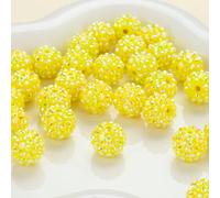 CLYDSA 50 Piezas de Cuentas Redondas de Resina con Diamantes de imitación de Colores de 10-20 mm, con Orificio Recto, para bisutería, para Pulseras, llaveros, Colgantes, Pendientes