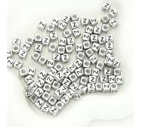 CLYDSA 500 Cuentas acrílicas cuadradas Plateadas de 6 mm, Cuentas de la A a la Z, para enhebrar, Accesorios de decoración para Pulseras y Collares Hechos a Mano