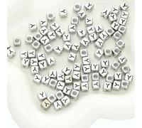 CLYDSA 500 Cuentas acrílicas cuadradas Plateadas de 6 mm, Cuentas de la A a la Z, para enhebrar, Accesorios de decoración para Pulseras y Collares Hechos a Mano
