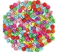 CLYDSA 500 Cuentas acrílicas de 7 mm con Forma de Cara Sonriente, Cuentas espaciadoras Redondas y Planas, para Pulseras, Collares y bisutería Artesanal