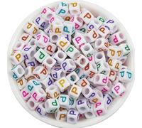 CLYDSA 500 Cuentas acrílicas de Letras de Colores con Agujero Grande de 4,5/6 mm, Cuentas cuadradas de la A a la Z, para Pulseras, Collares, llaveros, joyería Artesanal Hecha a Mano
