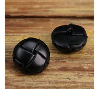 CLYDSA 6 Botones Negros de 15-25 mm Recubiertos de Cuero Genuino, con asa de Metal, para Accesorios Decorativos cosidos a Mano en gabardinas, suéteres y Chaquetas