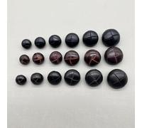 CLYDSA Botones de 5 Piezas de 15 a 28 mm Recubiertos de Piel de Vaca auténtica, Negros, Marrones y marrón Oscuro, Tejidos a Mano, para Abrigos, Chaquetas de Cuero y Cortavientos