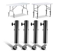 Clyfanesy Patas de acero al carbono para muebles con ruedas, 4 extensores de patas de mesa, muebles elevadores de patas de mesa de acero al carbono, extensiones de mesa plegables resistentes