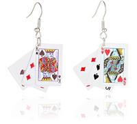 Clyhon 1 paire de boucles d'oreilles poker pour femme plaqué or cartes à jouer design bijoux cadeaux filles mariage anniversaire Noël fête des mères