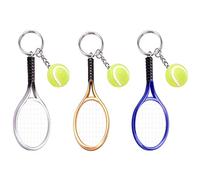 Clyhon 3 PCS llavero de raqueta de tenis llavero deportivo novedad Mini colgante de pelota de tenis regalos raqueta de tenis con pelota llavero deportivo