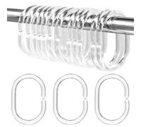 Clyhon 36 Piezas Anillos de Cortina de Ducha de Plástico Blanco, Anillas de Cortinas en Forma de C Gancho de Cortina de Ducha para Barras de Ventana de Ducha, Diámetro Interior 4.6 x 2.9 cm (Blanco)