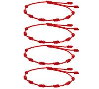 Clyhon 4Pcs Bracelet 7 nœuds et bracelet fil rouge du destinno - Bracelet Kabbalah en cordon pour sweet, amitié, et Amulette - Réglable - Protection du mauvais œil pour couple homme et femme