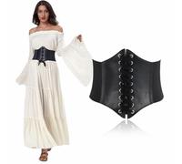 Clyhon Corsé con cordones para mujer, banda ancha elástica atada, cinturón de cintura Waspie, arnés de cadera para damas para fiestas de Halloween y otros eventos