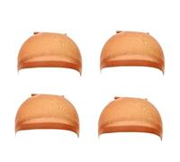 Clyictz Gorro de Peluca HD Gorro de Media Gorro de Peluca Transparente Gorro de Nailon Fino Cubiertas para la Cabeza Convenientes Multifuncionales, MarróN 4 Piezas