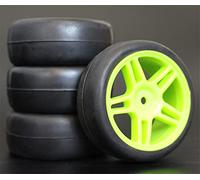 Clynex 4 Piezas 1/10 RC Neumáticos de Turismo de Goma Blanda Llanta de Rueda Neumáticos para Coches RC(905G-6018)