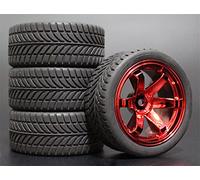 Clynex 4 Piezas 1/10 RC Neumáticos de Turismo de Goma Blanda Llanta de Rueda Neumáticos para Coches RC(707-6085)