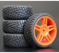 Clynex 4 Piezas 1/10 RC Neumáticos de Turismo de Goma Blanda Llanta de Rueda Neumáticos para Coches RC(905R-8001)