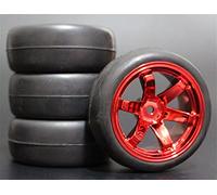 Clynex 4 Piezas 1/10 RC Neumáticos de Turismo de Goma Blanda Llanta de Rueda Neumáticos para Coches RC(707-6018)