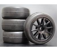 Clynex 4 Piezas 1/10 RC Neumáticos de Turismo de Goma Blanda Llanta de Rueda Neumáticos para Coches RC(910B-6018)
