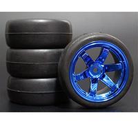Clynex 4 Piezas 1/10 RC Neumáticos de Turismo de Goma Blanda Llanta de Rueda Neumáticos para Coches RC(708-6017)