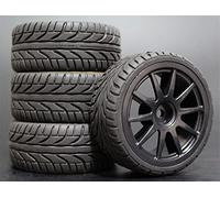 Clynex 4 Piezas 1/10 RC Neumáticos de Turismo de Goma Blanda Llanta de Rueda Neumáticos para Coches RC(910B-8002)