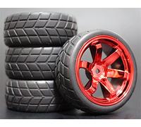 Clynex 4 Piezas 1/10 RC Neumáticos de Turismo de Goma Blanda Llanta de Rueda Neumáticos para Coches RC(707-6083)